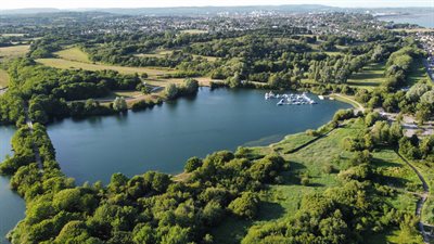 Aerial picture of Cosmeston Aqua Park