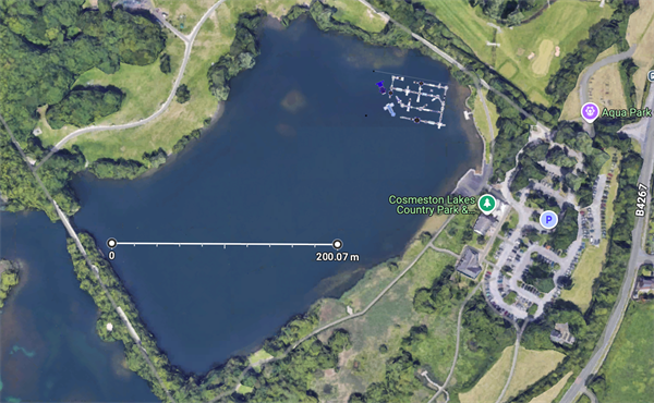 Cosmeston Aqua Park to Lake Scale Comparison