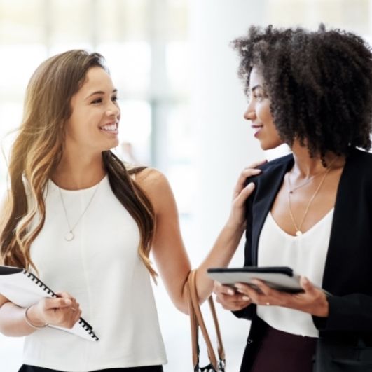Young women talking